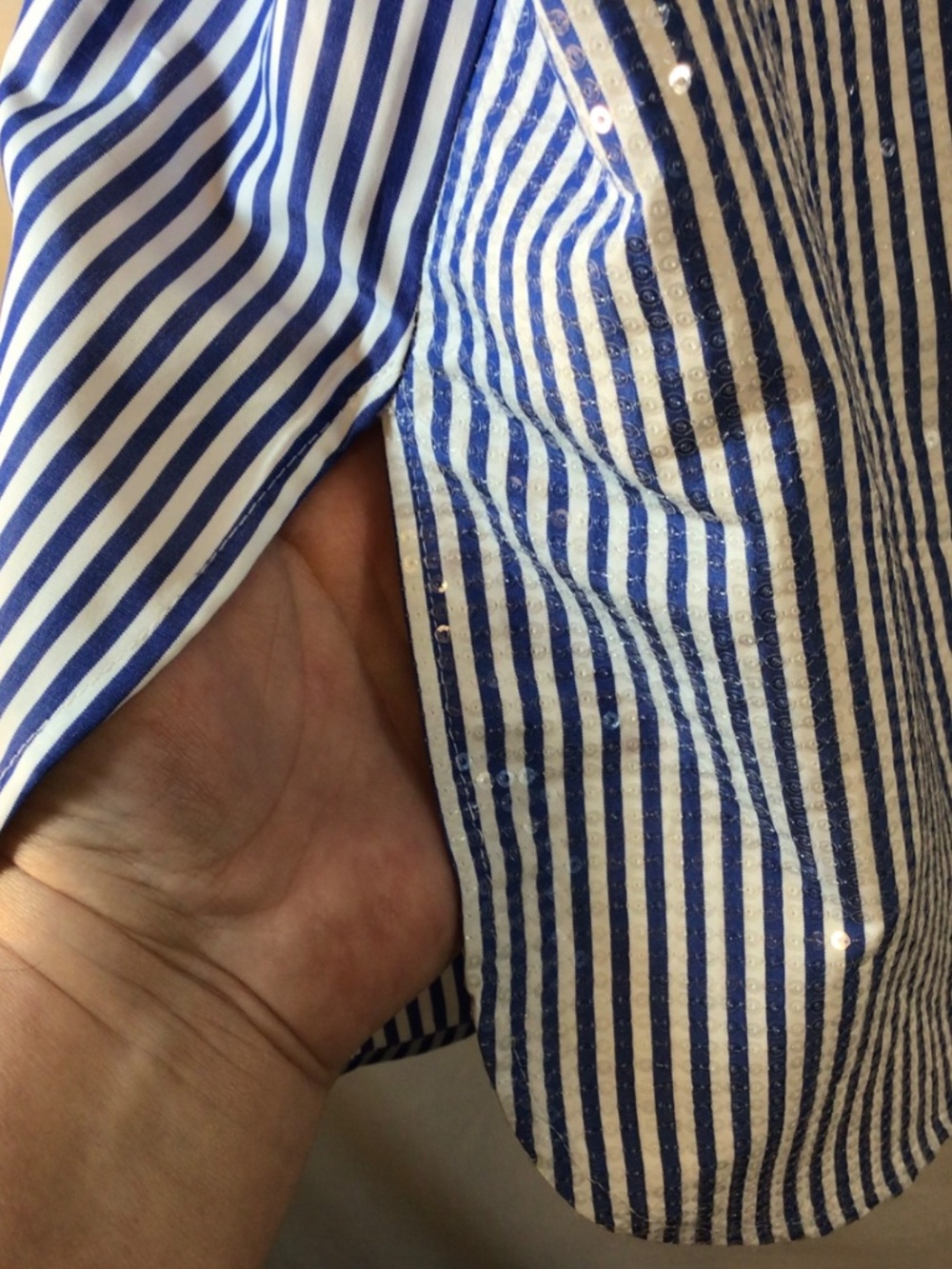 Lane Bryant Stripe Sequin Button Down Shirt 22/24 Contrast Cuff Holiday Party - Picture 8 of 14